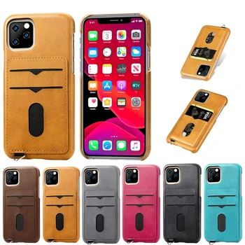 

10pcs for iPhone 11 Pro Max X XS MAX XR 2019 PU Leather Frosted Surface Back Cover With 2 Card Slots Fashion Phone Cases