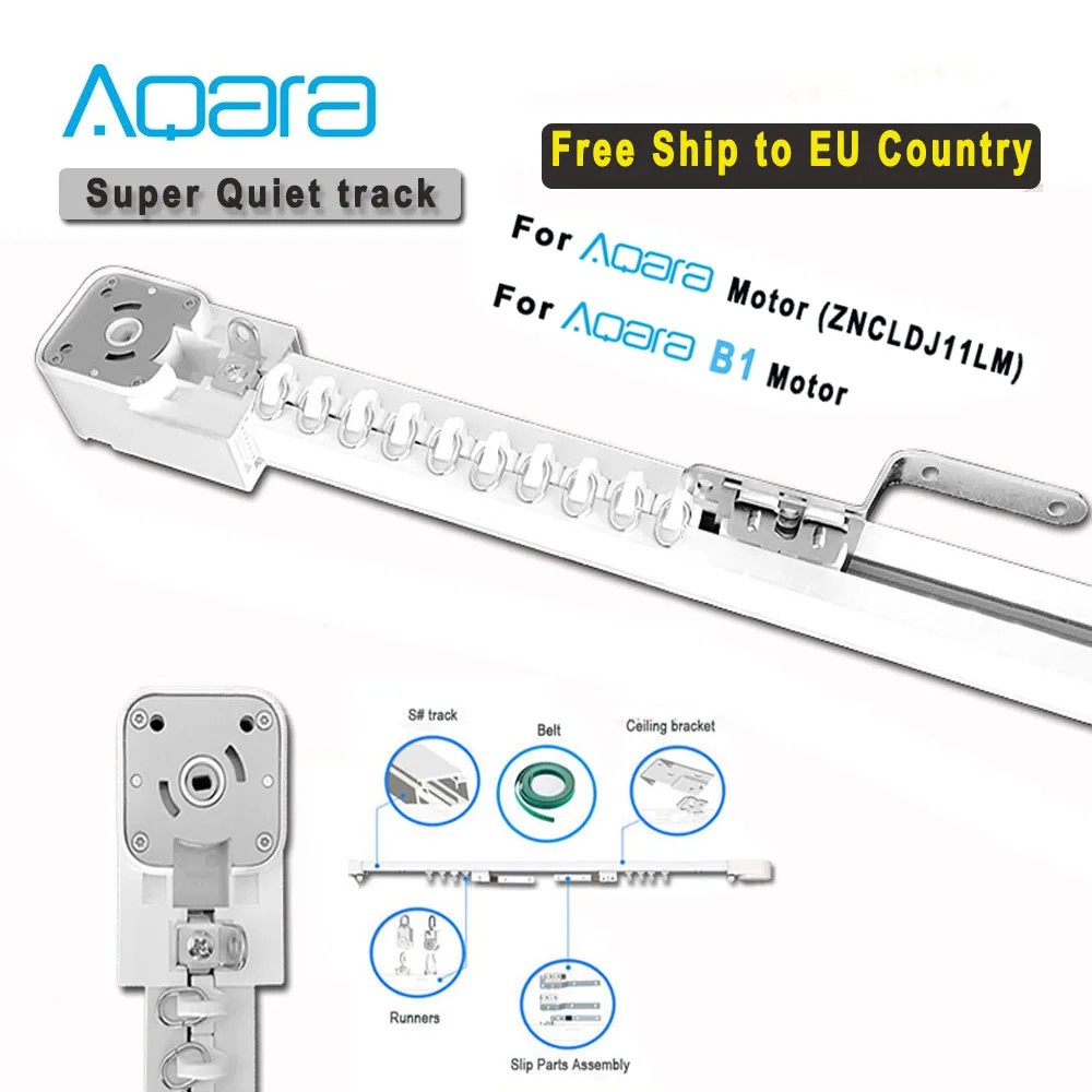 Free Ship EU Country Customizable Electric Curtain Track for Aqara/Aqara B1 curtain motor Smart Curtain Rails Control System