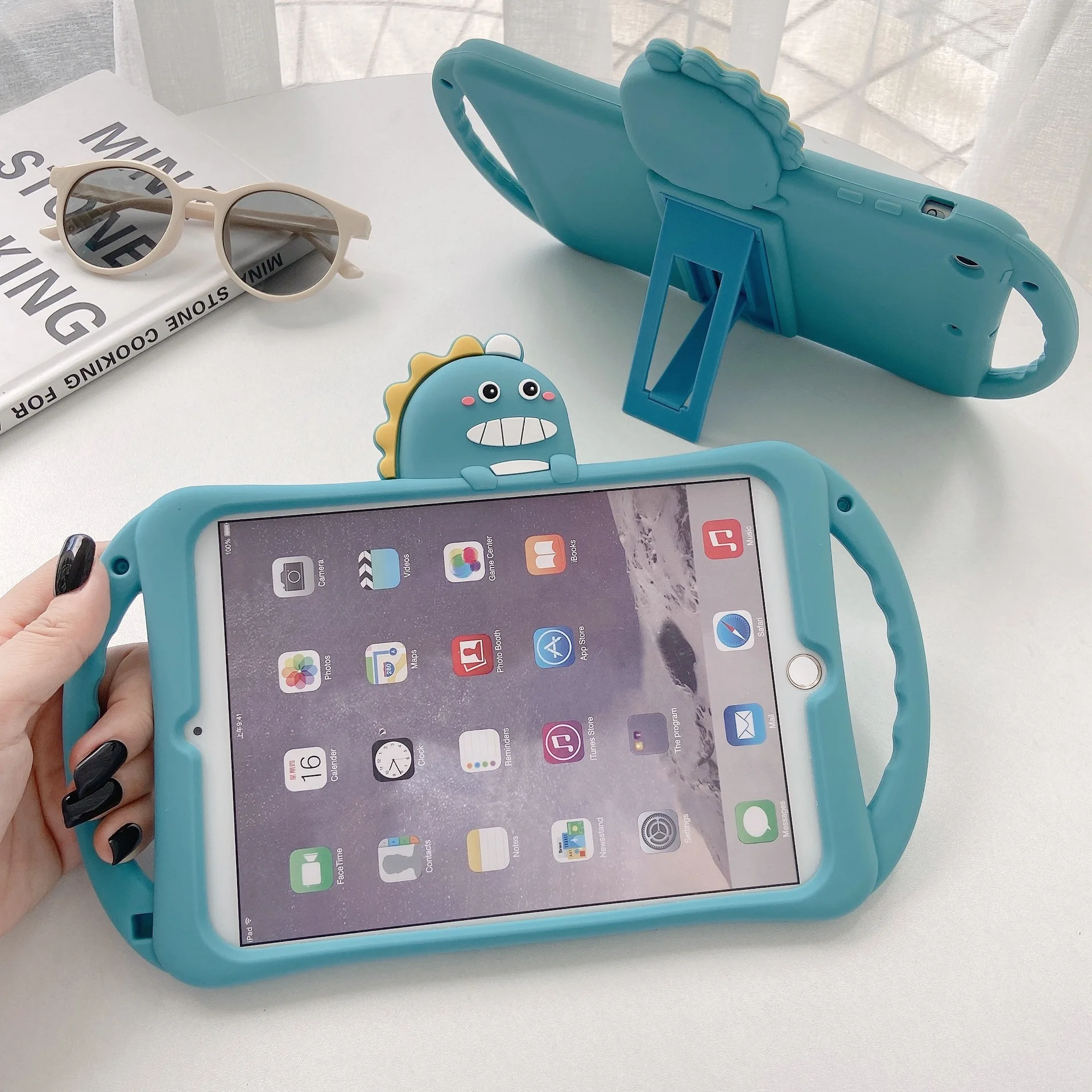 

Silicone Anti Falling Protective Case For Ipad 5 6 Cartoon Cover With Bracket For Ipad mini 4 5