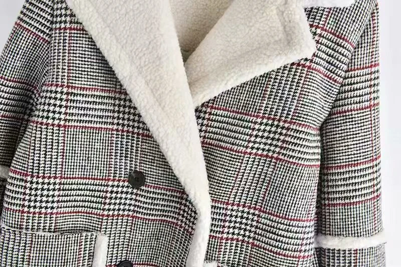 STVY новое осенне-зимнее клетчатое пальто, куртка, теплое мягкое бархатное пальто, длинная Стильная верхняя одежда, Шерстяные Топы