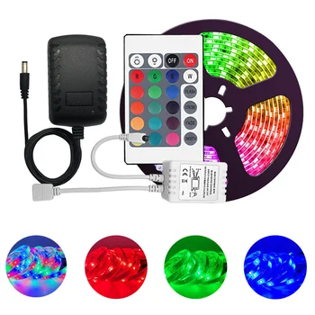 

Led Strip Lights 2835 Multi-Color Kit 5m IP65 Waterproof Flexible RGB 300leds with 24 Key Remote DC 12V Power Supply for Indoor