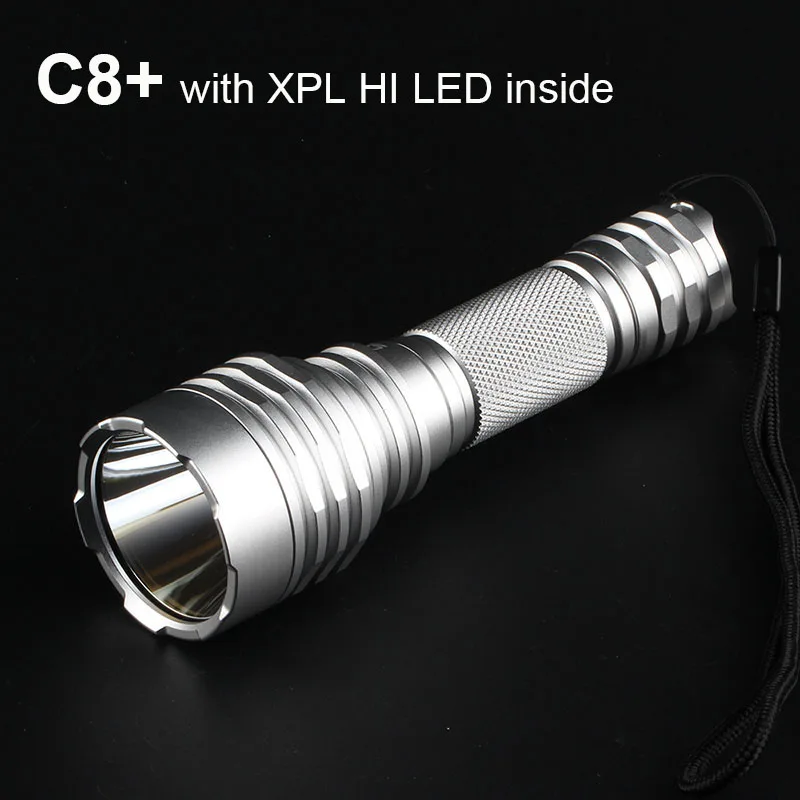 

Convoy C8+ with XPL HI LED inside Flashlight Silver 18650 Flash Light Tactical Police Torch Camping Lantern Work Light Bike Lamp