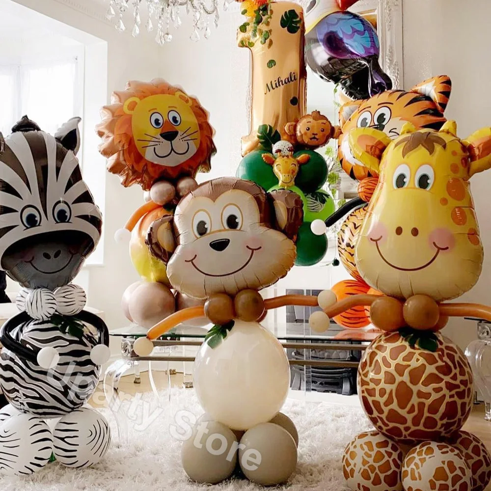 Acquista 13 pezzi palloncini foil animali tigre leone safari nella giungla  set per feste bambini 0 1 2 3 4 5 6 7 8 9 anni forniture per decorazioni  per feste di compleanno