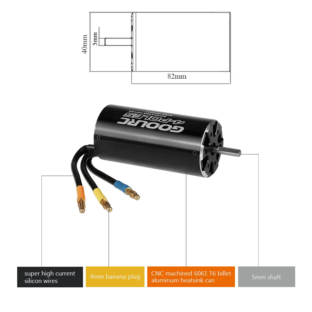 GoolRC RC части 4082 1900KV 4 полюса бесщеточный Бессенсорный двигатель для 1000 мм(или выше) RC лодка высокая производительность
