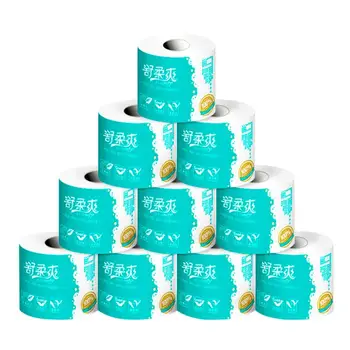 

10 Roll of Toilet Paper Wood Pulp Cored Tough Retentive Pliable Toilet Roll Paper Face Towel Roll Toilet Tissues