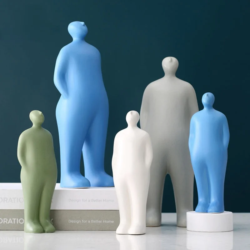 European Modern Abstract Father&Son Art Ornaments Home Decoration Ceramic Sculpture Creative Figure Statues Office Decorations