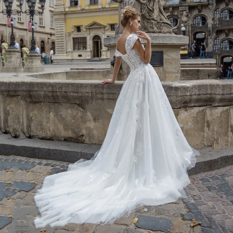 Eightree Wedding Dress 3D flower Appliques Lace Sweetheart robe de Mariee A-Line Off the Shoulder Wedding Gowns Bride Dresses