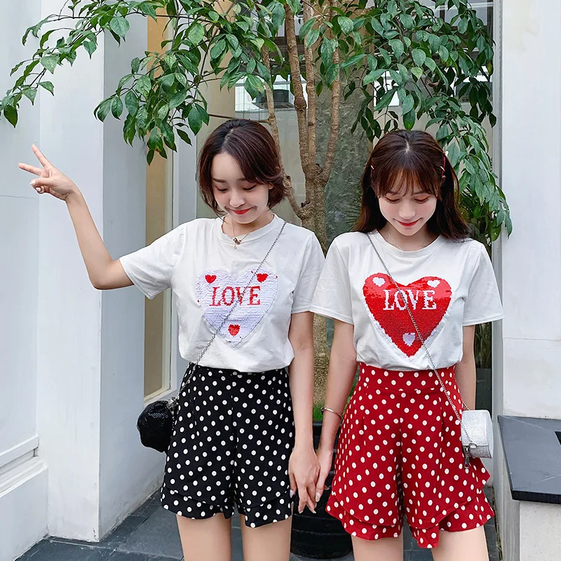 

Korean-style 2019 New Style Summer Wear Online Celebrity Short-height Outfit Western Style Tops with Shorts Two-Piece Women's Su
