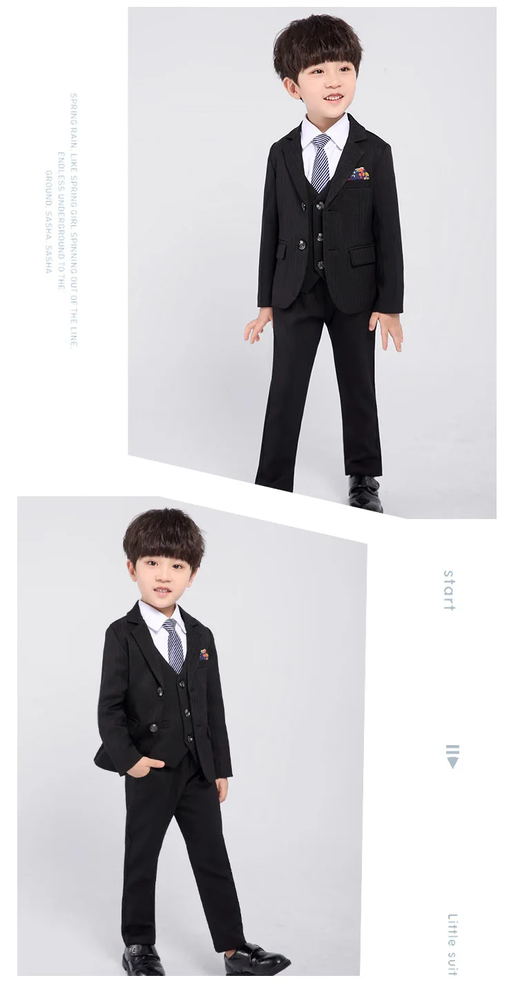 В году, фирменные торжественные костюмы для мальчиков с цветами Детские блейзеры наборы смокингов вечерние одежды жилет брюки пальто галстук костюмы для церемонии