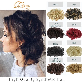 

TALANG Synthetic Messy Chignon Donut Gary Brown Color Hair Bun Pad Elastic Hair Rope Rubber Band Hair Extensions
