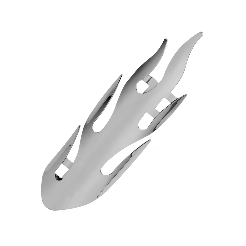 Universal Motorcycle Exhaust Silencer Pipe Cover Muffler Heat Shield Decor Heel Guard Flame, Silver