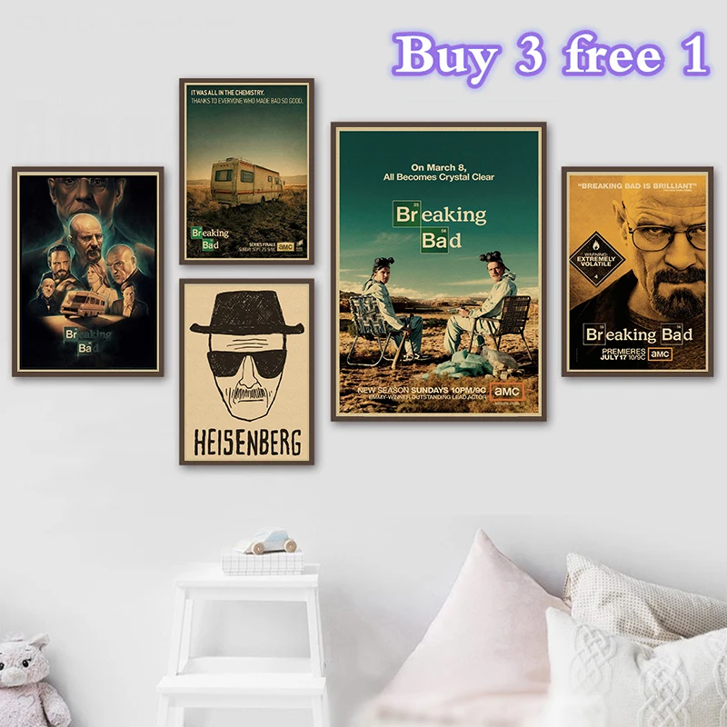 Американский сериал Breaking Bad стикер на стену классический постер ретро крафт