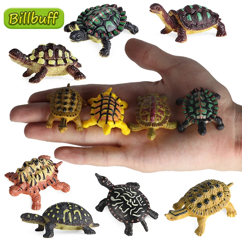 12pcs Mini Simulation Sea Animal Turtle Set PVC Model Action Collect Figures​ Early Educational toys for children Christmas gift