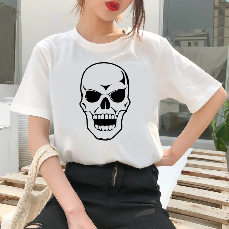 Women's Wreath T-shirt Cute cartoon skull clothes ladies short sleeve Kawaii Tees top graphic T-shirt printing T-shirt female