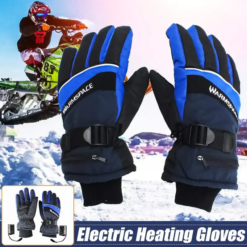 Waterproof Motorcycle Outdoor Electric Heated Gloves Snowboarding Work Winter Gloves Hands Warmer With 2pcs Rechargeable Battery