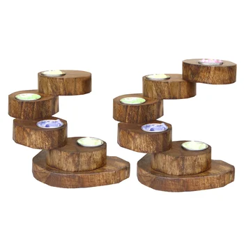 

Wooden Candlestick Candle Holder Table Deco Folding Rotating Multilayer Solid Romantic Candle Flower Stand Plant Flower Plot