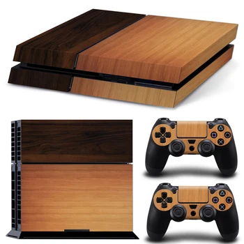 

Free drop shipping half dark wooden design style for PS4 console and 2 controllers skin sticker decals covers #TN-P4-1386