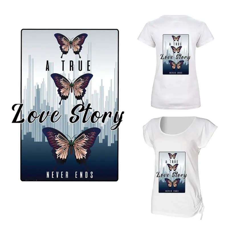 

Iron On Heat Transfers Vinyl Sticker Beautiful Butterfly Patch A-level Washable Stripe Patches On Clothes Decoration Applique
