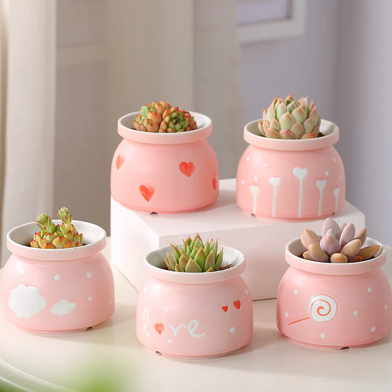 

Potted Ceramic Flower Pot for Potted Flowers Flower Hanging Decoration Desktop Metal Garden Decors Valentine's Day Gift