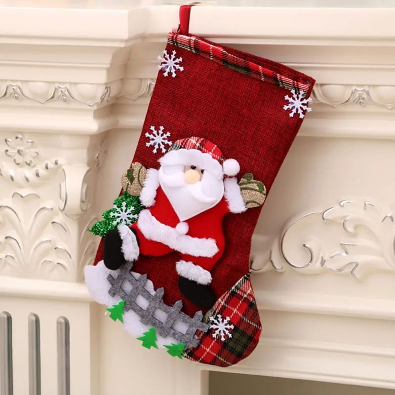 A Рождественские чулки держатели для подарков Большие размеры праздничный Подарочный Рождественский чулок s рождественские носки каминные украшения - Цвет: A