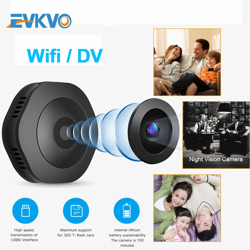 Миниатюрная Экшн камера EVKVO H6 DV/Wi Fi с датчиком движения|Компактные видеокамеры| |