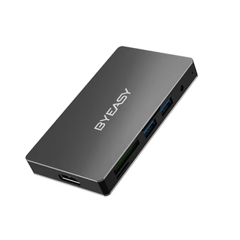 

BYEASY UC-106 7-In-1 Type C Hub with 4K USB C to HDMI SD and Micro-SD Card Reader 2 USB 3.0 Ports 3.5mm Jack