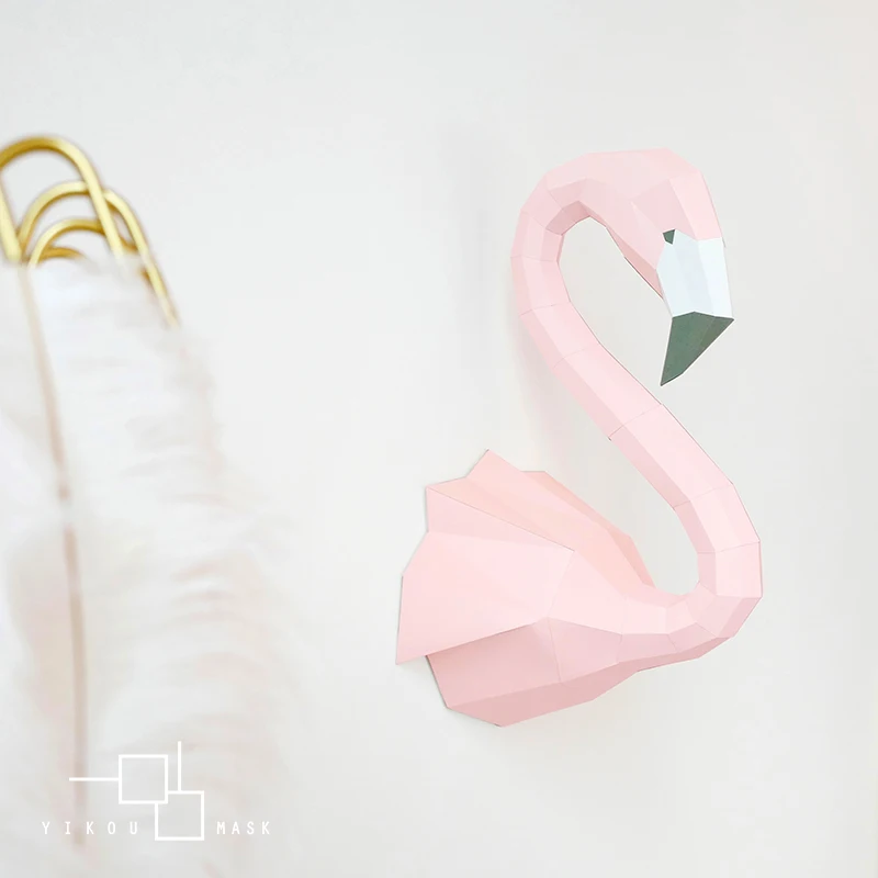 

INS nordic handmade creative flamingo creative paper wall decoration art 3d simple Nordic ornaments home baby room decoration