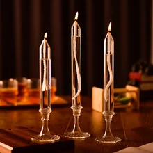 Portavelas de vidrio nórdico elegante y romántico, portavelas de cena sin aceite y mecha, decoración de fiesta de boda y comedor