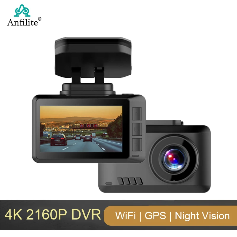 Anfilite Новый 4k WiFi GPS Ultra HD 4K 3840*2160P Автомобильный видеорегистратор DVR камера с двойным