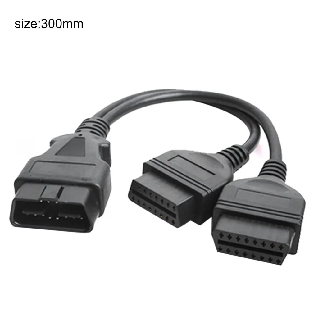 30 см 16Pin OBD2 Соединительный кабель штекер Двойной Женский Y кабель obd-ii разветвитель удлинитель автомобильный диагностический кабель