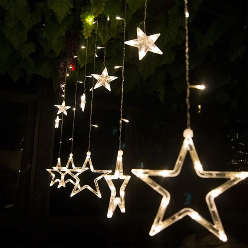 

LED Five-pointed Star Curtain Light Colorful Lights Outdoor Stars Lighting Chain Bedroom Romantic Room Decorative Decoration Fla