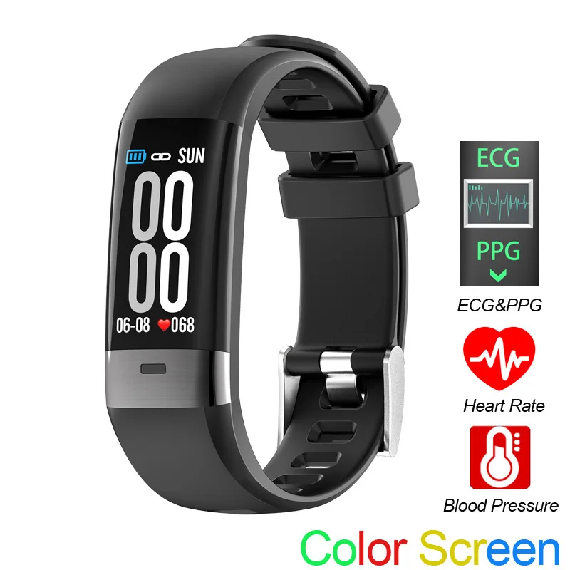 

2020 New Women's and Men's Watches ECG PPG Heart Rate Blood Pressure Monitor USB Charging Wristband Gifts for Watch Men Silicone