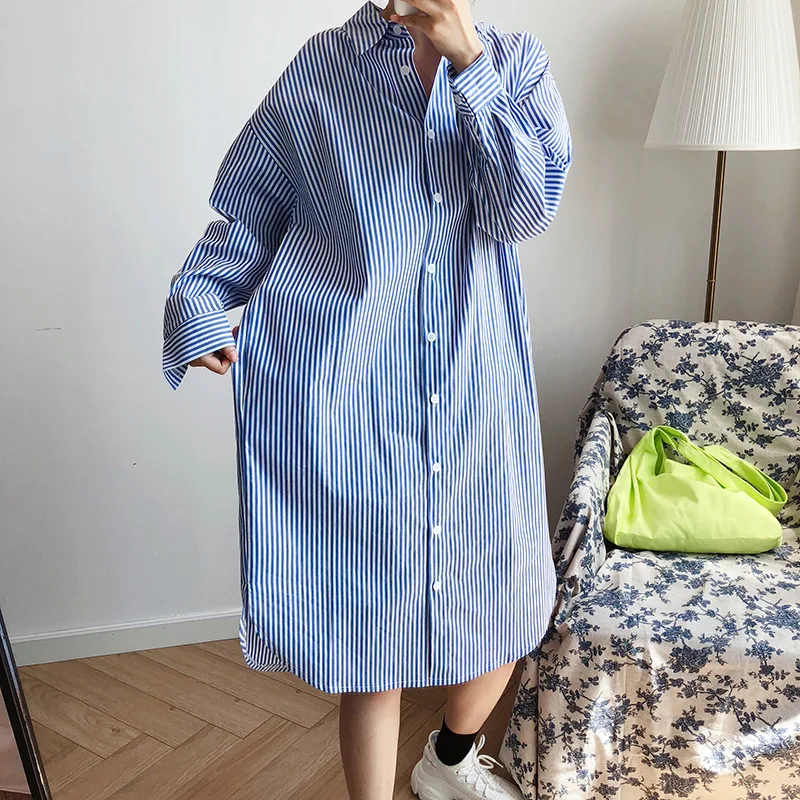 

TAY'S medium and long striped shirt skirt 2019 fall new model