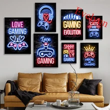 

Sleep Game Repeat Gaming Canvas Poster And Prints Gamer Painting Electronic Game Controller Boys Room Wall Art Decor Playroom