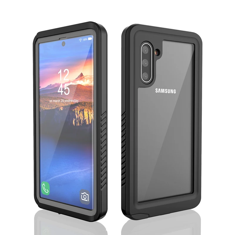 Black Clear Для samsung Примечание 10 Водонепроницаемый чехол водо-и Шок Грязь непромокаемое Защита для Galaxy Note10 чехол с сенсорным ID карты - Цвет: Black Clear