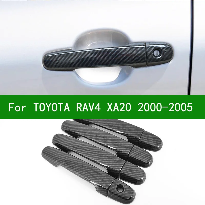 

Чехол для дверной ручки автомобиля TOYOTA RAV4 XA20 2000-2005, чехол для ручки rav4 с черным узором из углеродного волокна, отделка 2001 2002 2003 2004