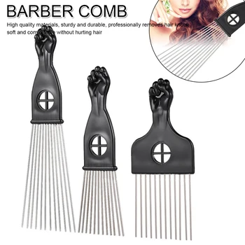 

1PC Professional Salon Use Black Metal African Pick Comb Hair Combs Insert Hair Pick Comb Wide Teeth Fork Hair Curly Brush Comb
