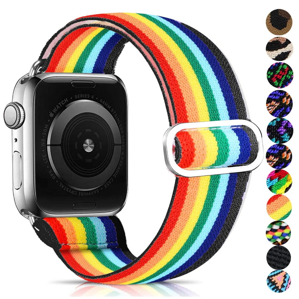 Ремешок резиновый для Apple watch band 44 мм 42 38 40 богемный эластичный браслет соло iWatch