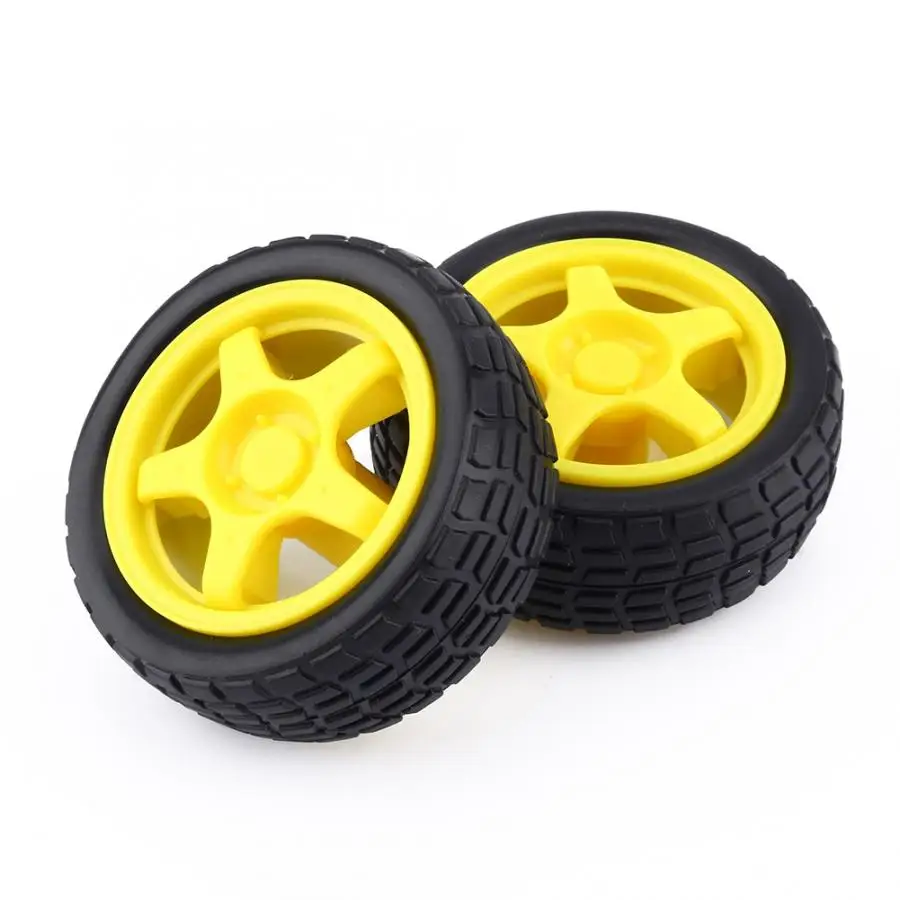

New 4Pcs 65*26mm DC3-6V Wheels for Smart Car Robot Plastic Tire Wheel with DC 3-6v Gear Motor