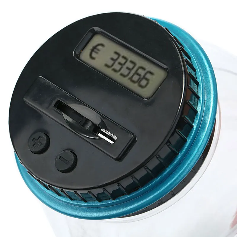Economic Convenient EURO Plastic LCD Bank Counting Jar Coin Counter Storage Box Toy Money Electronic Gift Deposit
