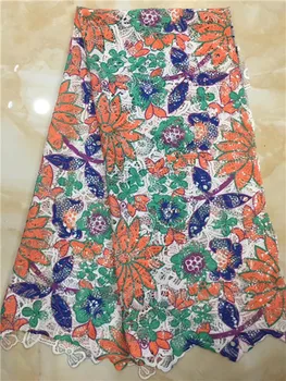 

African Lace Fabrics High Quality Guipure Lace /African Cord Lace/ African printing Lace Fabric 5 yards for Wedding Dress