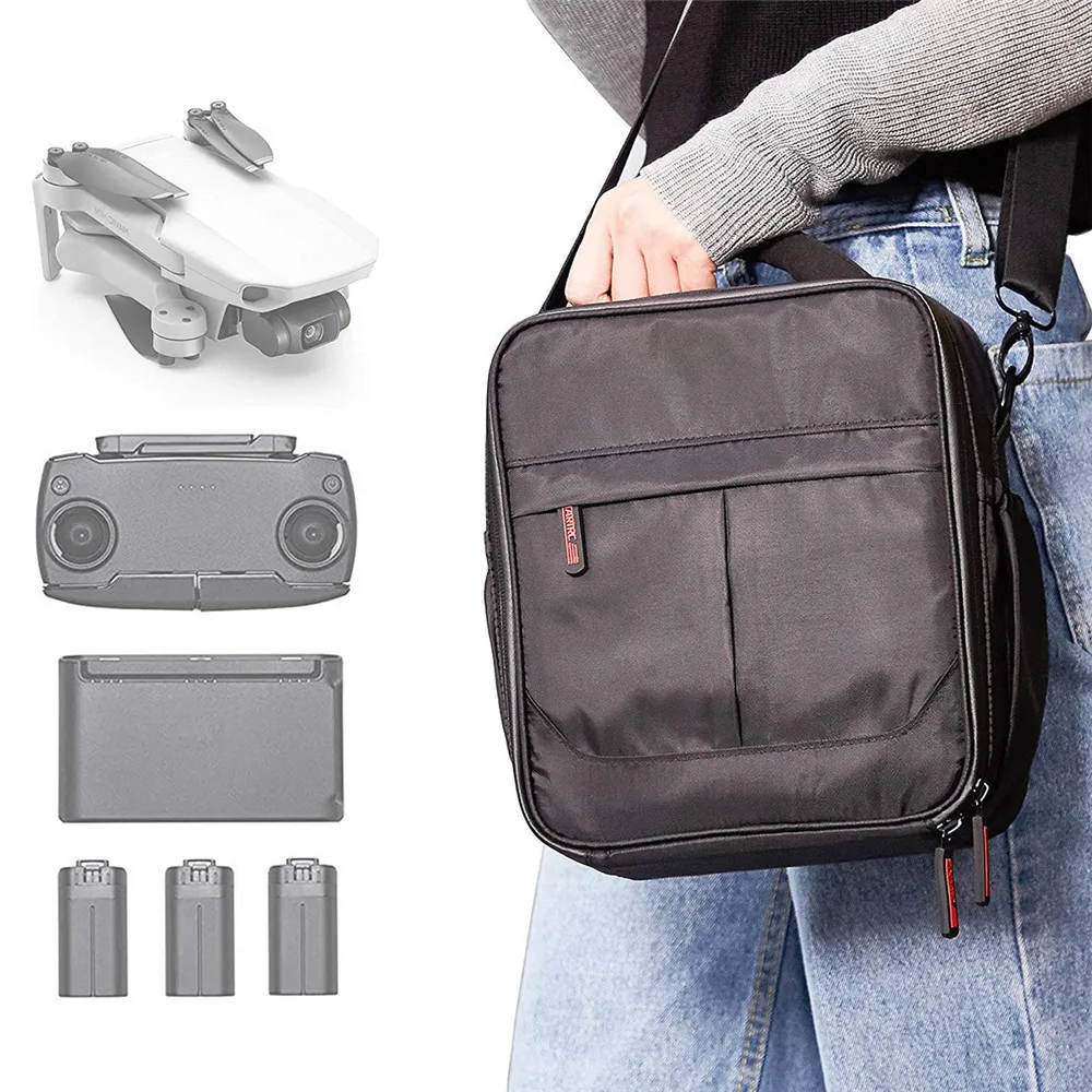 black camera bag Drone Shoulder Bag For DJI Mavic Mini/SE Portable Storage PU Leather Handbag Waterproof Carrying Case Box Hard Strap Accessories camera case