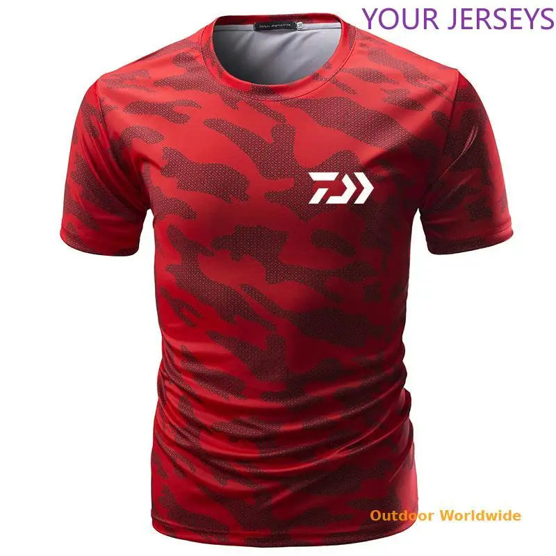 

Summer Daiwa Clothes for Fishing Camouflage Outdoor Tshirt Breathable Letter Short Sleeve Top Sport Quality Tee