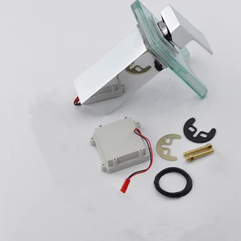 

Waterfall Faucet Home Color Changing Single Handle Water Saving Brass Battery Operated Led Deck Mounted Hotel Sink Basin Plated