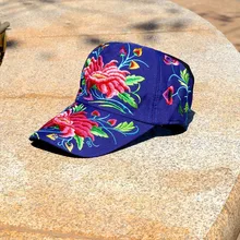 Национальный Ветер вышивка цветы бейсбольная бейсболка с возможностью регулировки размера шляпы для женщин 109