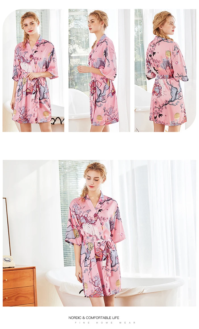 Jinsen Aite Новинка Лето Осень размера плюс ночная рубашка женская ночная рубашка шелковая Винтажная с принтом сексуальная Элегантная Дамская пижама Лидер продаж JS826