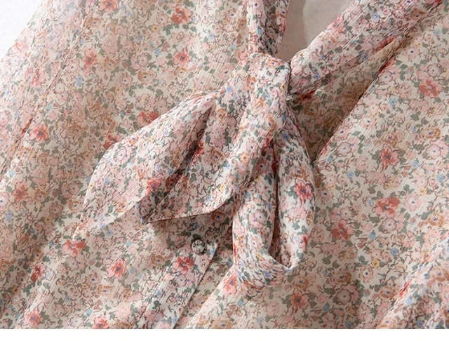 Женское платье с принтом повседневное однобортное короткое бантом на воротнике