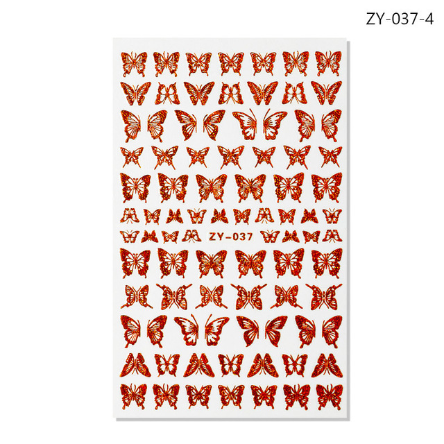 Holographic 3D Laser Butterfly Nail Art Stickers Gold Silver Nail Adhesive Sliders Decals Laser Sticker Decor DIY Manicure