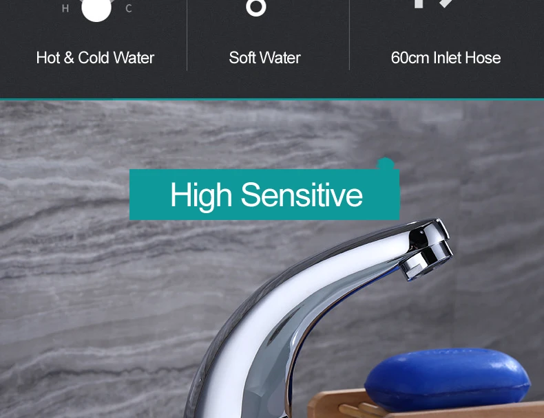 Sensor Faucet Bathroom Basin Smart Tap Single Cold Deck Mounted Chrome Faucets WC Single Hole Handle Copper Taps Washbasin Kraan