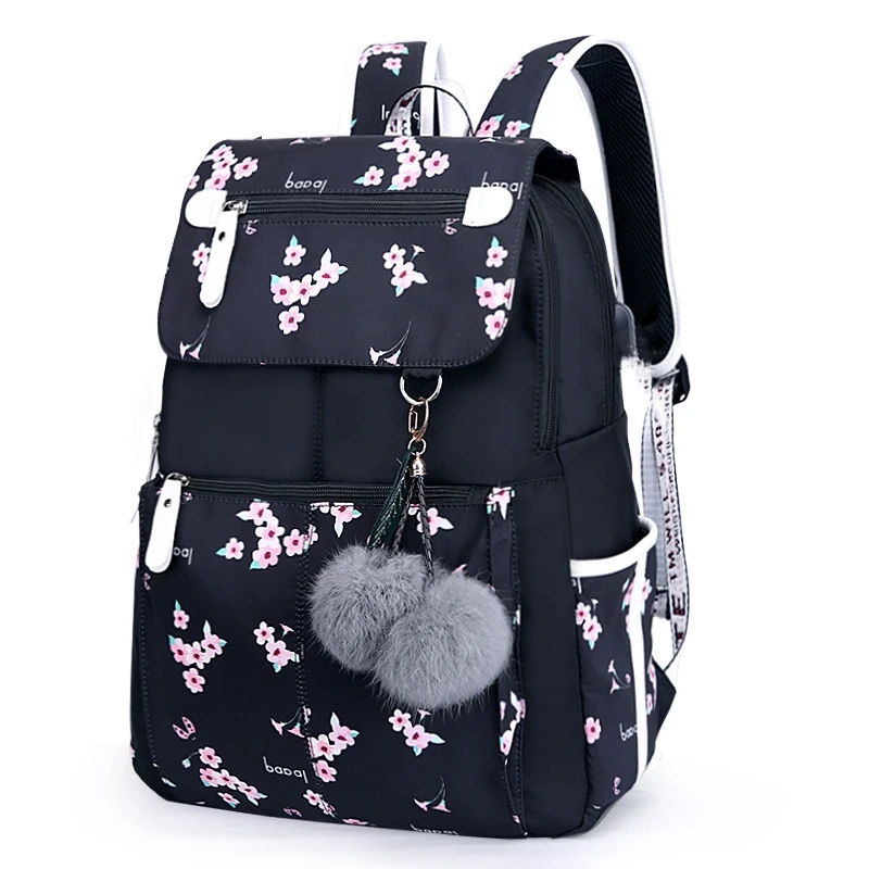 

School Bags for Girls Female Laptop Backpack Usb Backpack Children Backpacks Cute Cat School Backpack for Girls Backpack Cherry